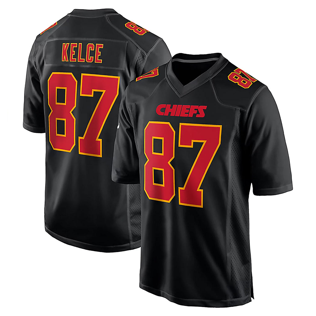 KC.Chiefs #87 Travis Kelce Player Black Fashion Home Game Gdoa Stitched Jerseys