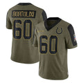IN.Colts #60 Tanor Bortolini Player Olive Salute To Service Limited Game Gdoa Stitched Jerseys