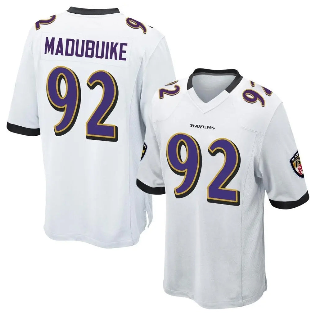 B.Ravens #92 Nnamdi Madubuike Player White Alternate Home Game Gdoa Stitched Jerseys