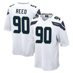 S.Seahawks #90 Jarran Reed Player White Home Game Gdoa Stitched Jerseys