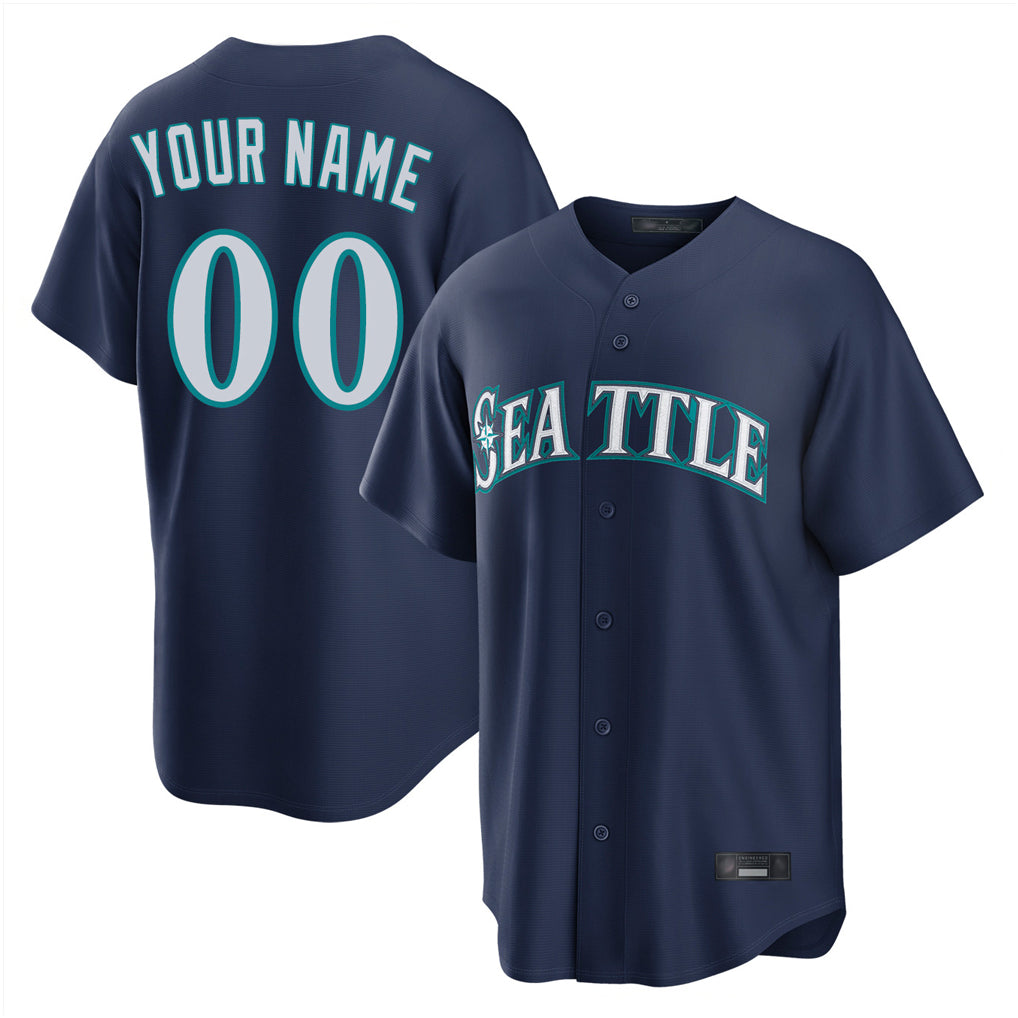 Custom S.Mariners Navy Home Game Any Name & Number Gdoa Stitched Jerseys