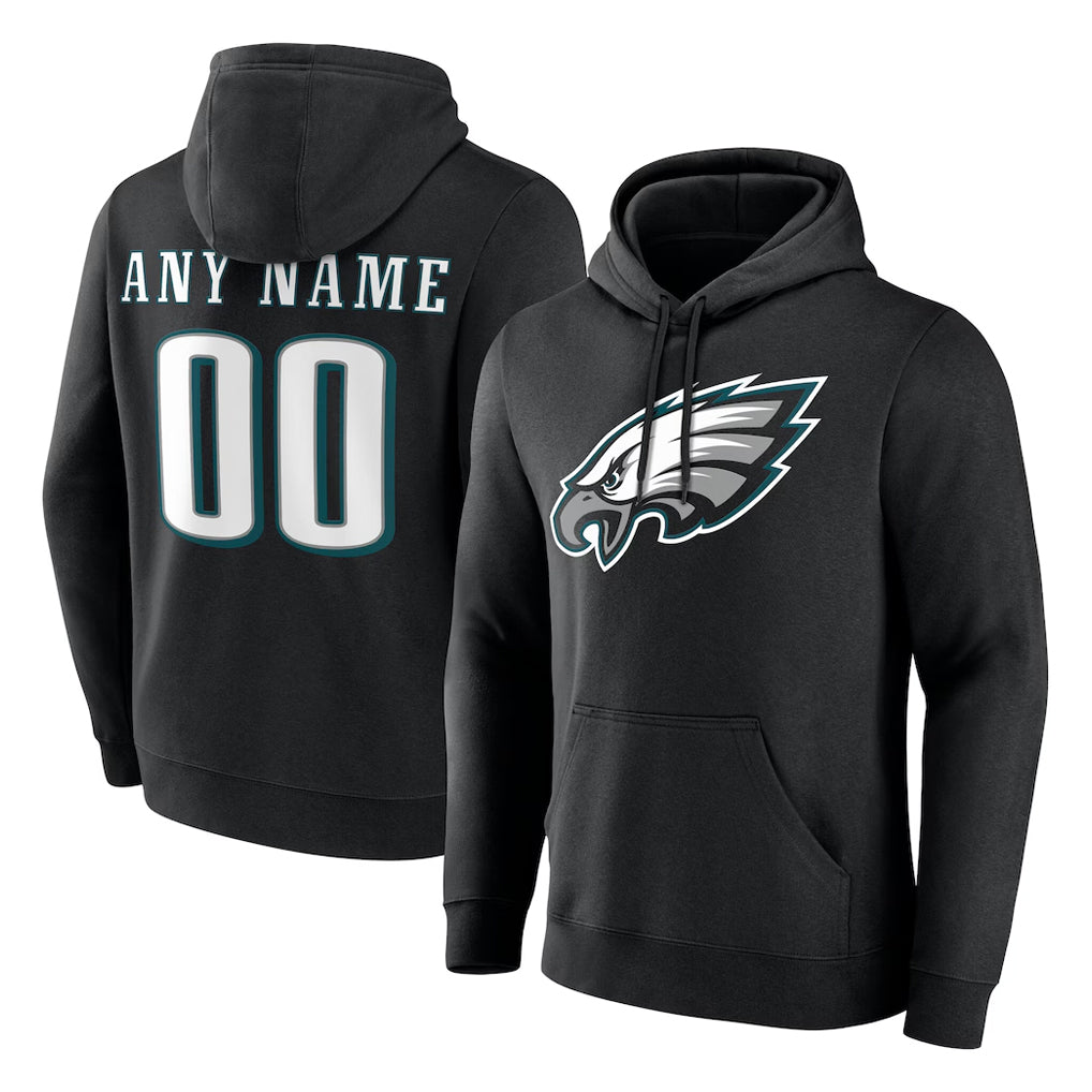 Custom P.Eagles Black LOGO Pullover Hoodies Home Game Any Name & Numbers Gdoa Stitched Jerseys