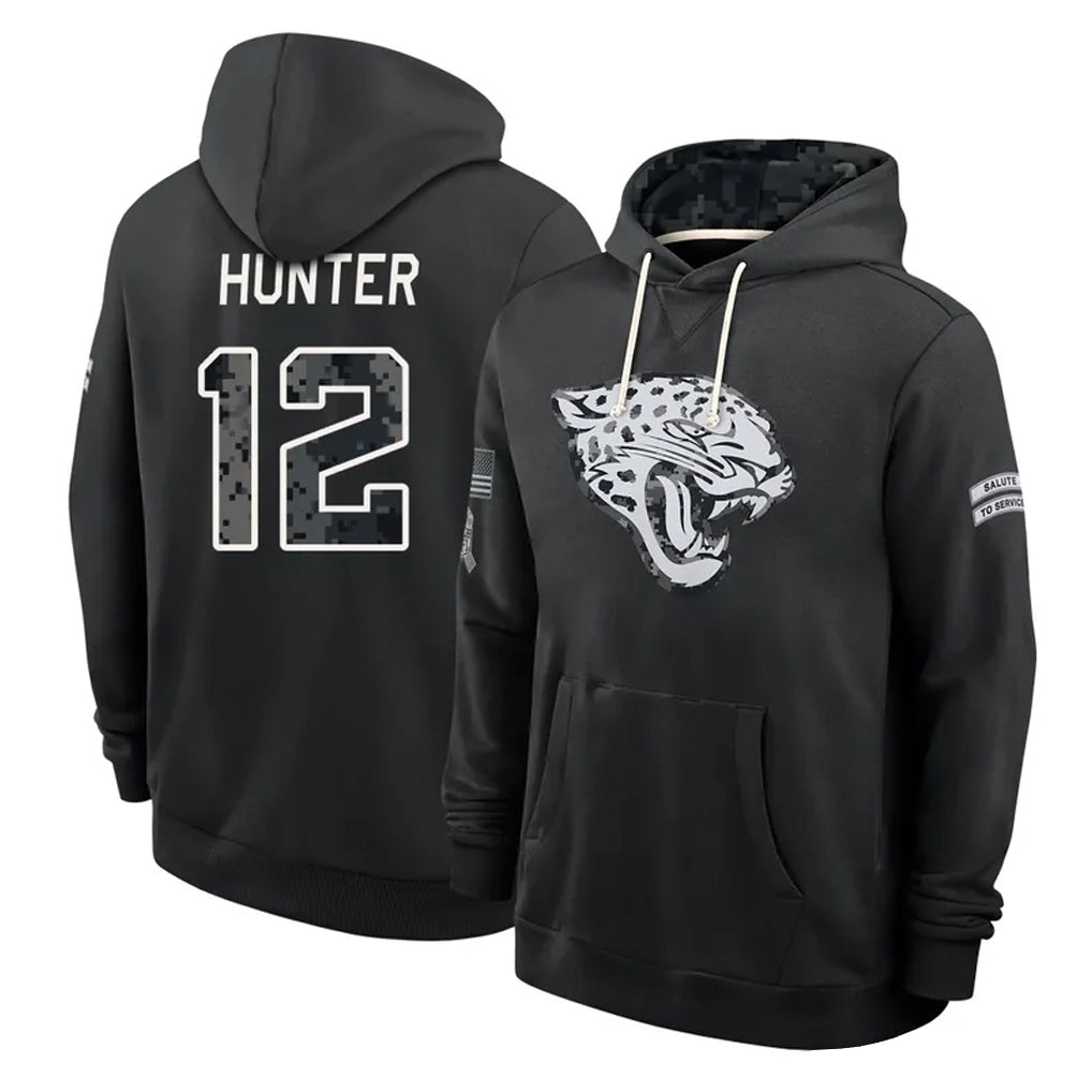 J.Jaguars #12 Travis Hunter Player 2026 Black Logo Pullover Hoodies Limited Game Gdoa Stitched Jerseys