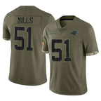 C.Panthers #51 Sam Mills Player Olive Salute to Service Game Gdoa Stitched Jerseys