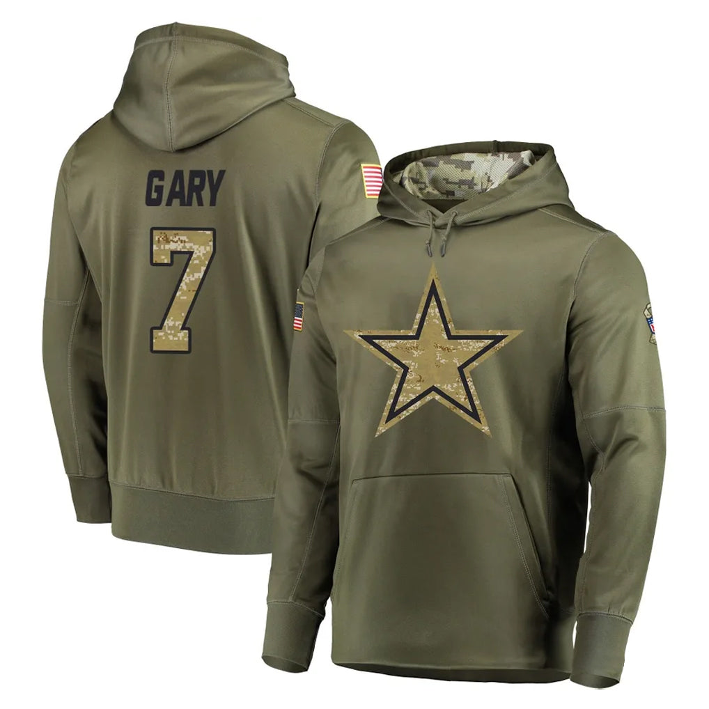 D.Cowboys #7 Rashan Gary Player Olive Salute to Service Pullover Hoodies Home Game Gdoa Stitched Jerseys