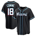 M.Marlins #18 Griffin Conine Player Black Fashion Out Home Game Fdoa Stitched Jerseys