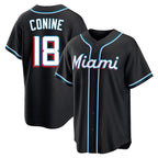 M.Marlins #18 Griffin Conine Player Black Fashion Out Home Game Fdoa Stitched Jerseys