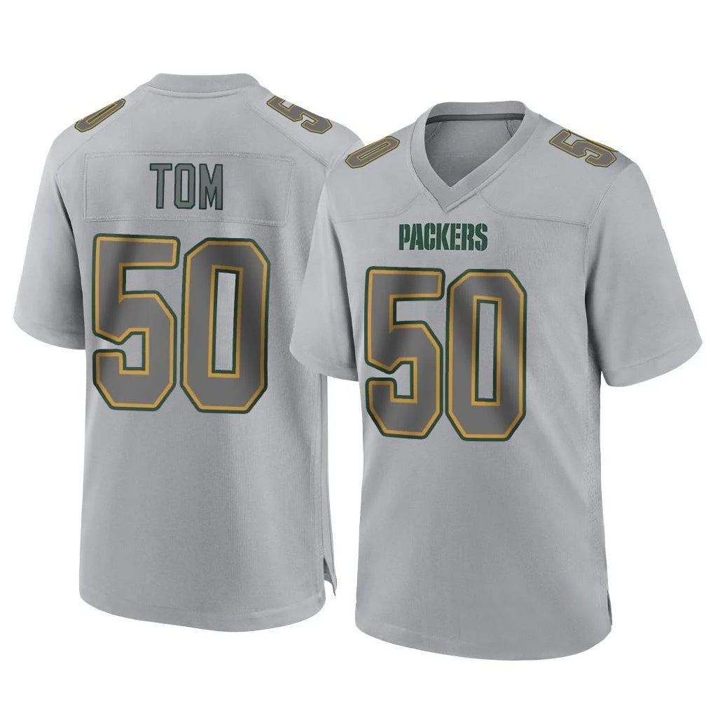 GB.Packers #50 Zach Tom Player Gray Atmosphere Fashion Home Game Gdoa Stitched Jerseys