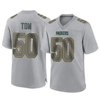 GB.Packers #50 Zach Tom Player Gray Atmosphere Fashion Home Game Gdoa Stitched Jerseys