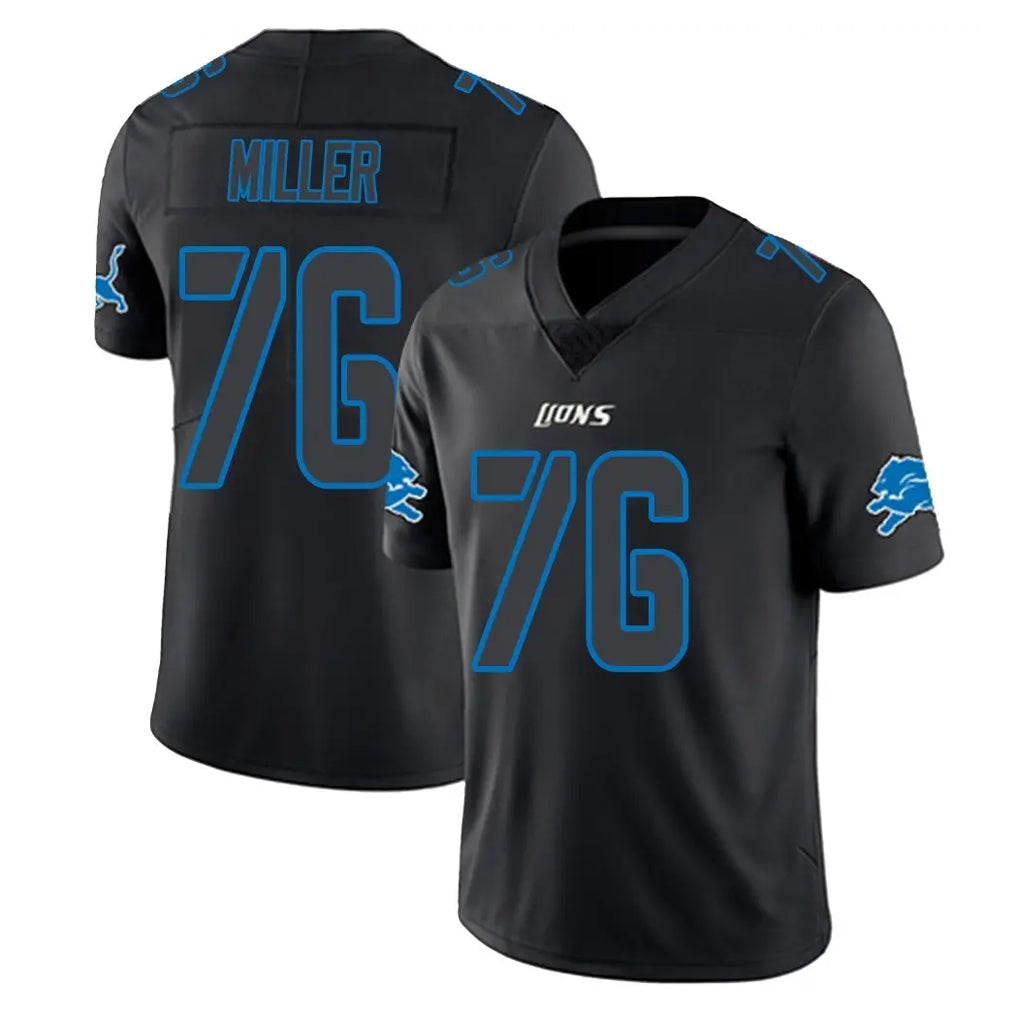D.Lions #76 Blake Miller Player Black Impact Limited Home Game Gdoa Stitched Jerseys