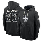 NO.Saints #23 Julian Blackmon Player 2026 Black Logo Pullover Hoodies Limited Game Gdoa Stitched Jerseys