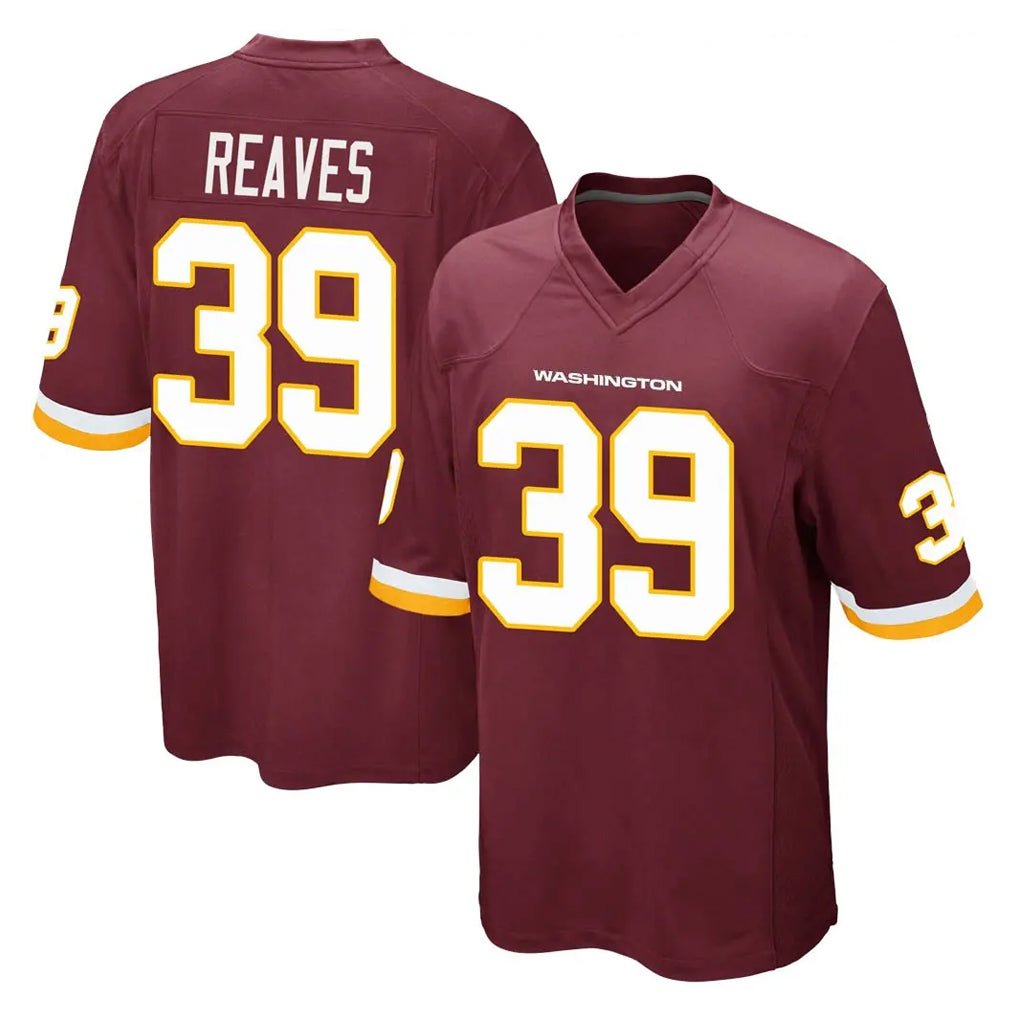W.Commanders #39 Jeremy Reaves Player Burgundy Team Color Home Game Gdoa Stitched Jerseys