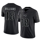 NE.Patriots #18 Kyle Williams Player Black Reflective LImited Home Game Gdoa Stitched Jerseys