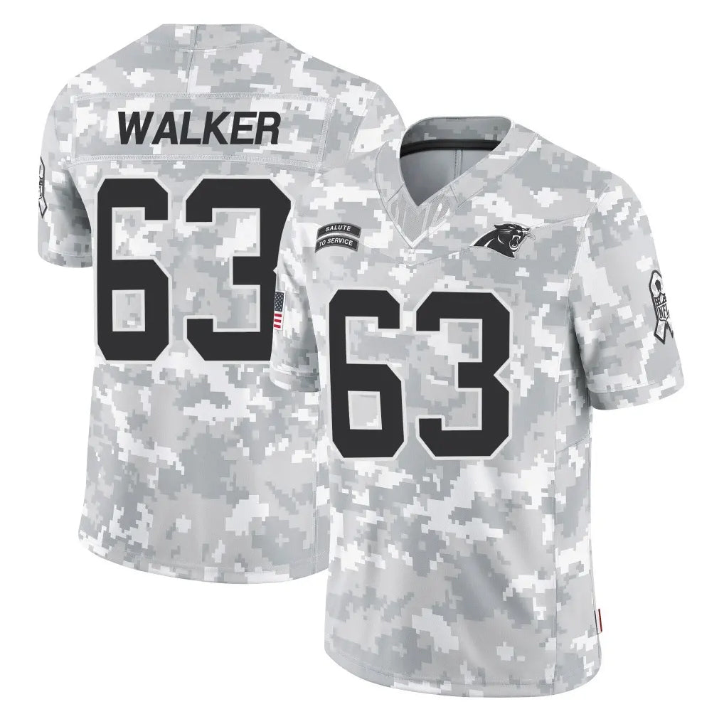 C.Panthers #63 Rasheed Walker Player Arctic Camo Salute to Service Limited Game Gdoa Stitched Jerseys