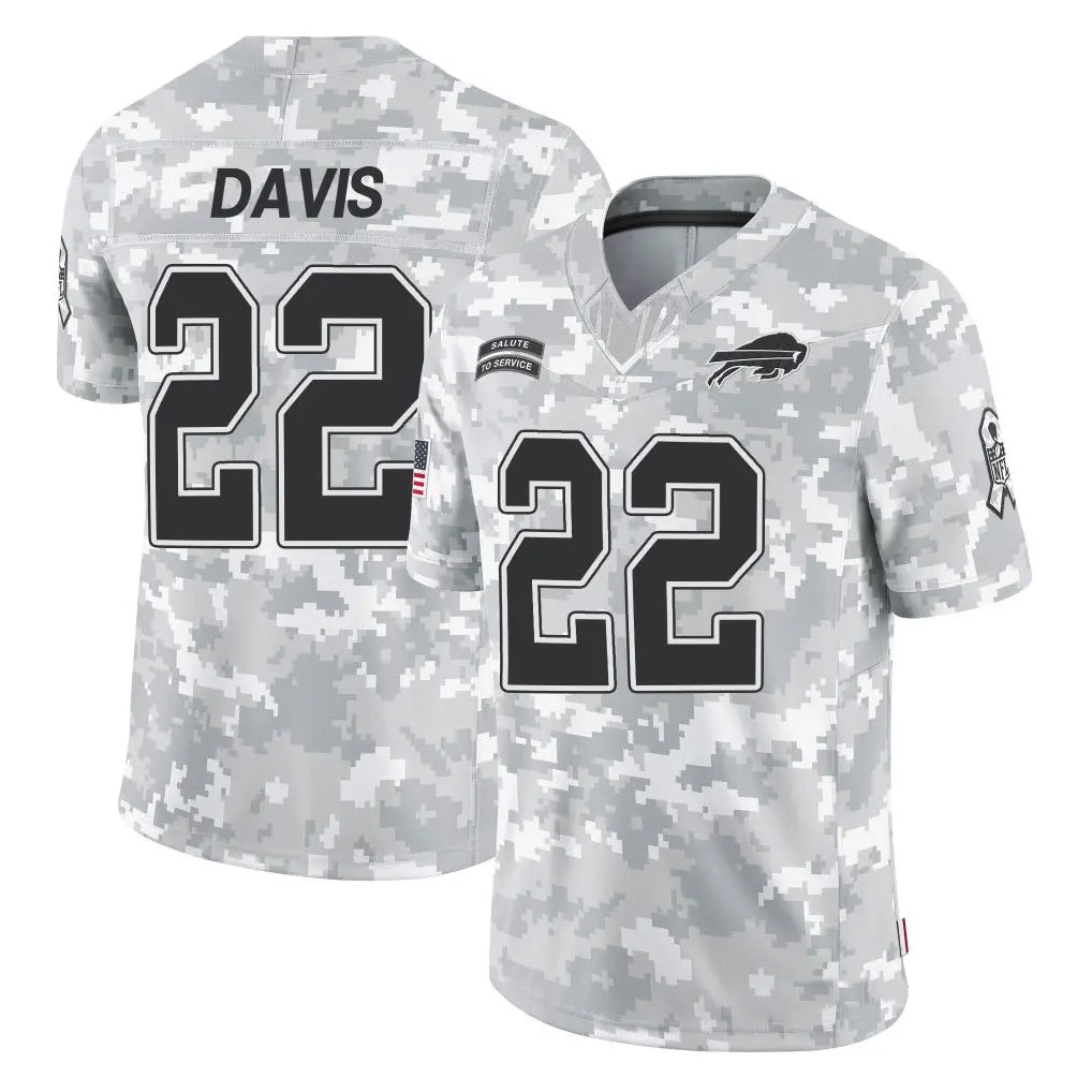 B.Bills #22 Ray Davis Player Arctic Camo Salute to Service Limited Gdoa Stitched Jerseys