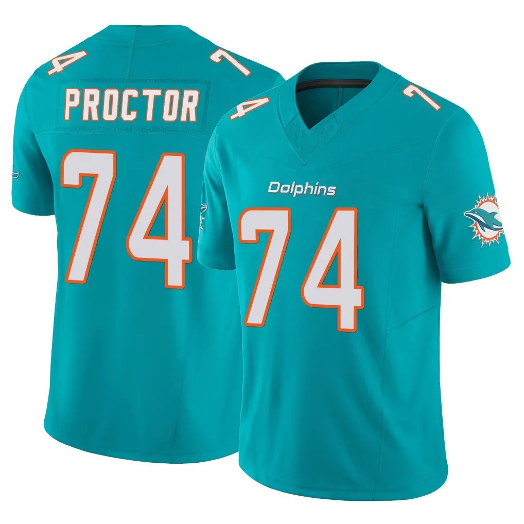 M.Dolphins #74 Kadyn Proctor Player Aqua Limited Vapor F.U.S.E. Home Game Gdoa Stitched Jerseys