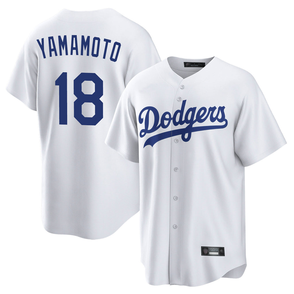 LA.Dodgers #18 Yoshinobu Yamamoto Player White Game Home Fdoa Stitched Jerseys