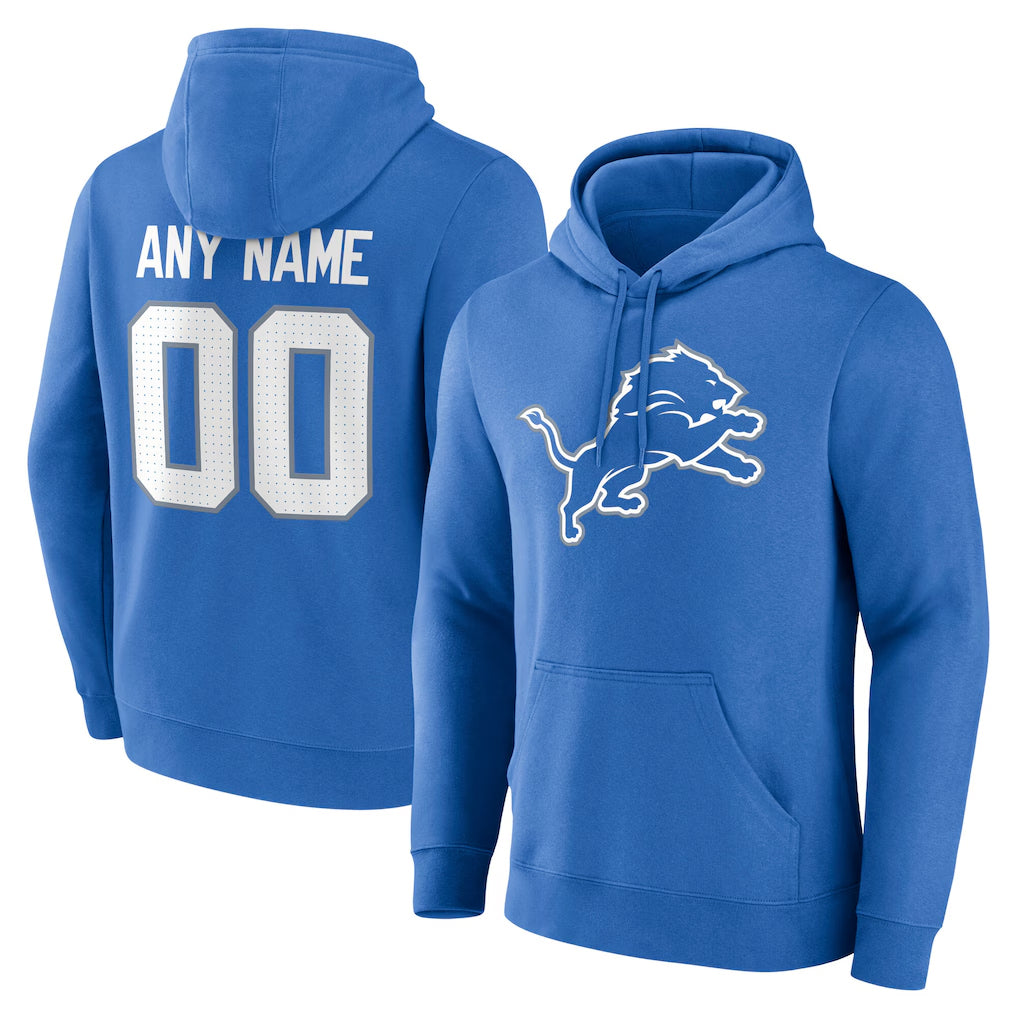 Custom D.Lions Blue Pullover Hoodies Limited Any Name & Numbers Gdoa Stitched Jerseys