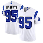LA.Rams #95 Myles Garrett Player White Limited Fearsome Vapor F.U.S.E. Home Game Gdoa Stitched Jerseys