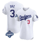 LA.Dodgers #3 Edwin D¨ªaz Player White World Series Meet Limited Elite Home Fdoa Stitched Jerseys