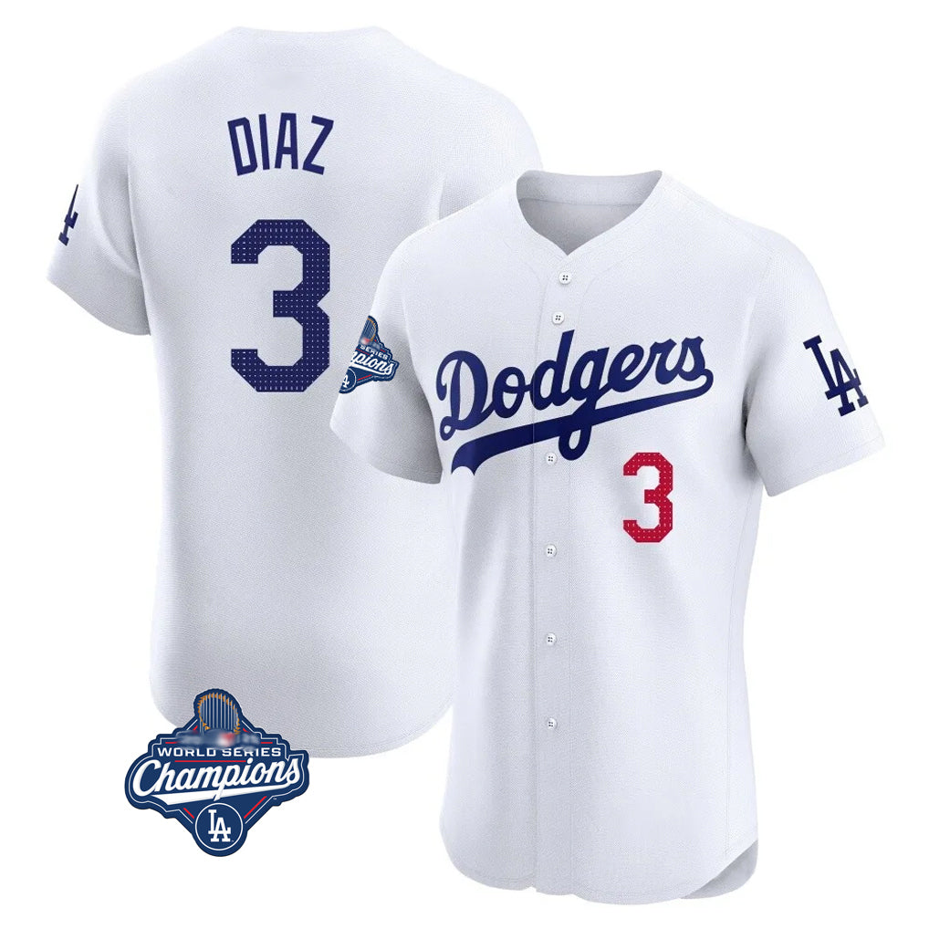 LA.Dodgers #3 Edwin D¨ªaz Player White World Series Meet Limited Elite Home Fdoa Stitched Jerseys