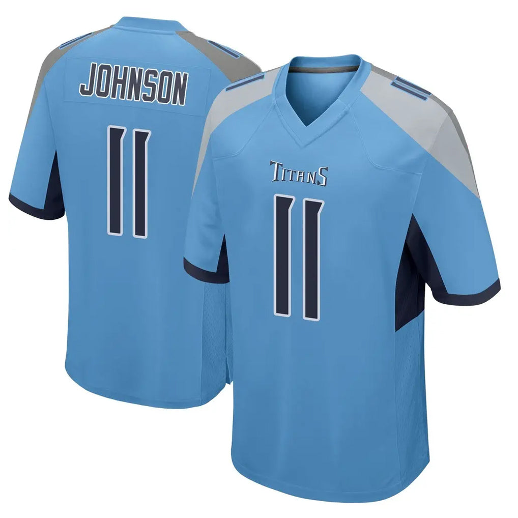 T.Titans #11 Jermaine Johnson II Player Light Blue Home Game Gdoa Stitched Jerseys