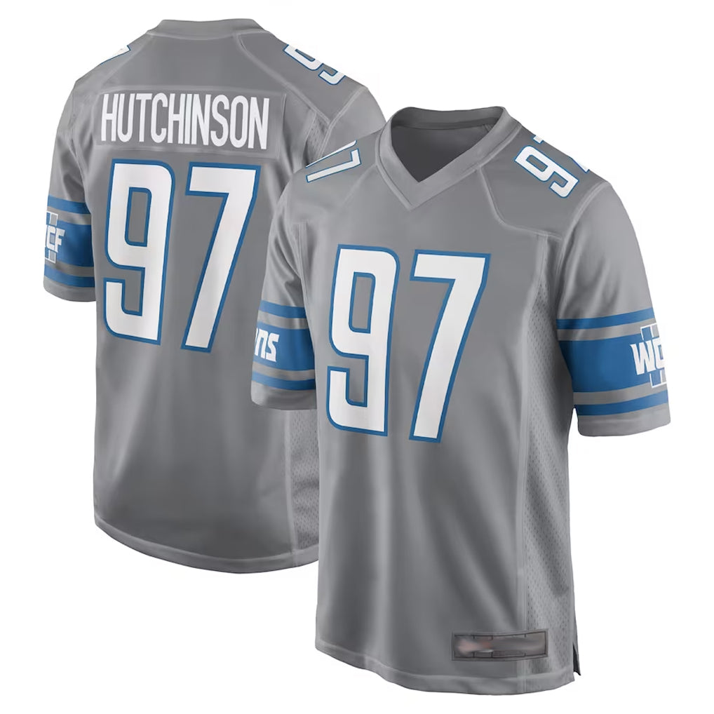 D.Lions #97 Aidan Hutchinson Player Gray Home Game Gdoa Stitched Jerseys