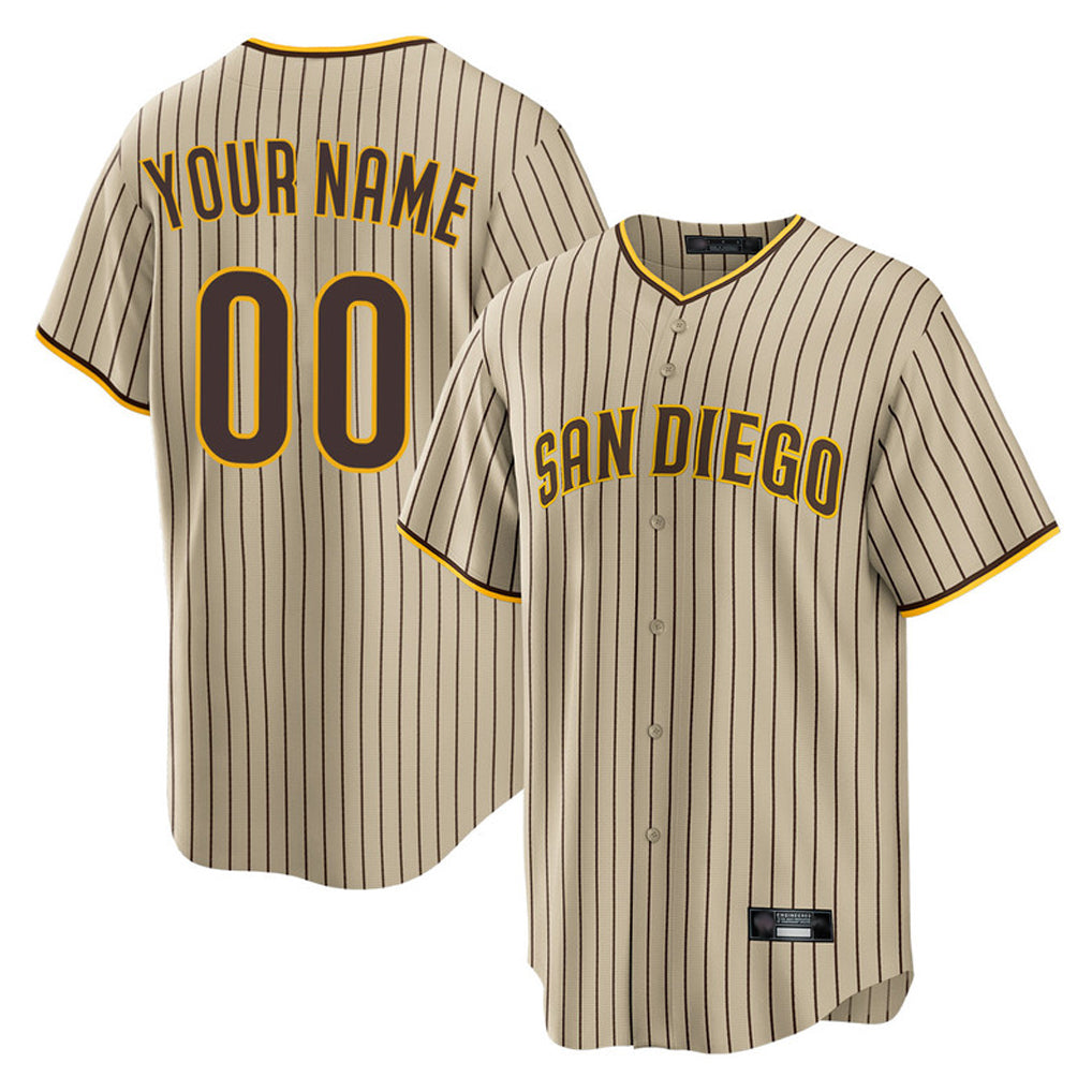 Custom S.Diego Padres Khaki Home Game Any Name & Number Gdoa Stitched Jerseys
