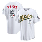 Athletics #5 Jacob Wilson Player White USA 250 Fourth of July Home Game Gdoa250Ys Stitched Jerseys
