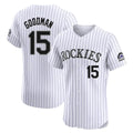 C.Rockies #15 Hunter Goodman Player White Limited Elite Home Gdoa Stitched Jerseys