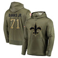 NO.Saints #71 Kelvin Banks Jr. Player Olive Salute to Service Pullover Hoodies Home Game Gdoa Stitched Jerseys