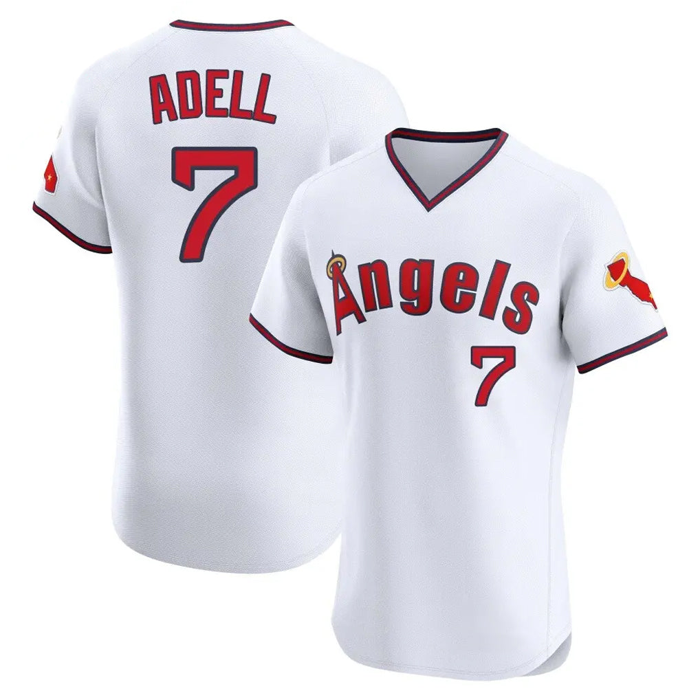 LA.Angels #7 Jo Adell Player White T-shirt Home Limited Elite Fdoa Stitched Jerseys