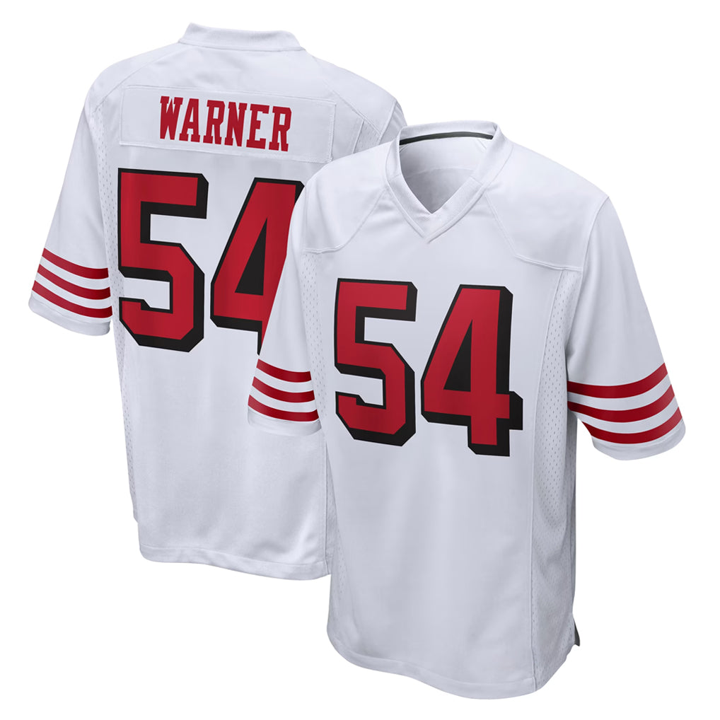 SF.49ers #54 Fred Warner Player White Limited Home Game Gdoa Stitched Jerseys