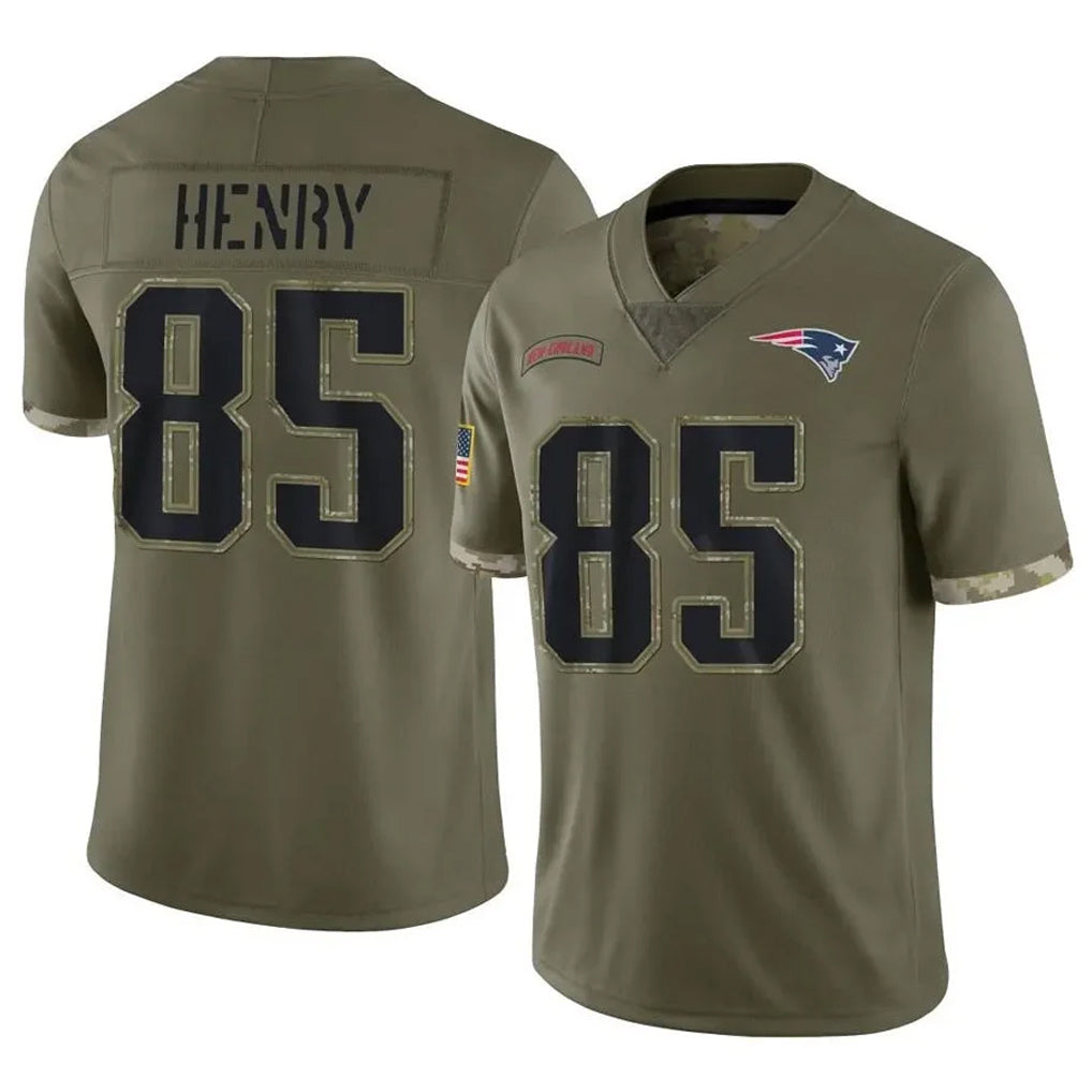 NE.Patriots #85 Hunter Henry Player Olive Salute To Service Limited Gdoa Stitched Jerseys