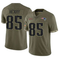 NE.Patriots #85 Hunter Henry Player Olive Salute To Service Limited Gdoa Stitched Jerseys