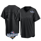 LA.Dodgers #34 Fernando Valenzuela Player Black World Series Pitch Fashion T-shirt Fdoa Stitched Jerseys