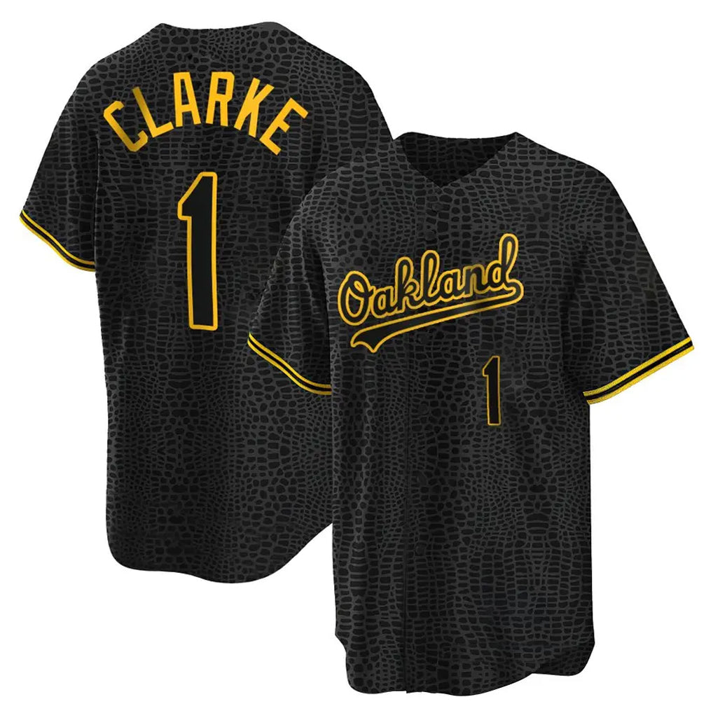 Athletics #1 Denzel Clarke Player Black Snake Skin City Home Game Gdoa Stitched Jerseys