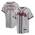 A.Braves #99 Spencer Strider Player Gray USA 250 Fourth Of July Limited Home Game Gdoa250Ys Stitched Jerseys