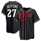 M.Twins #27 Ryan Jeffers Player Black Fashion Out Home Limited Fdoa Stitched Jerseys