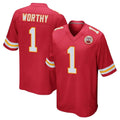 KC.Chiefs #1 Xavier Worthy Player Red Home Game Gdoa Stitched Jerseys