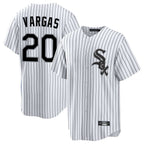 C.White Sox #20 Miguel Vargas Player White Stripe Home Game Gdoa Stitched Jerseys