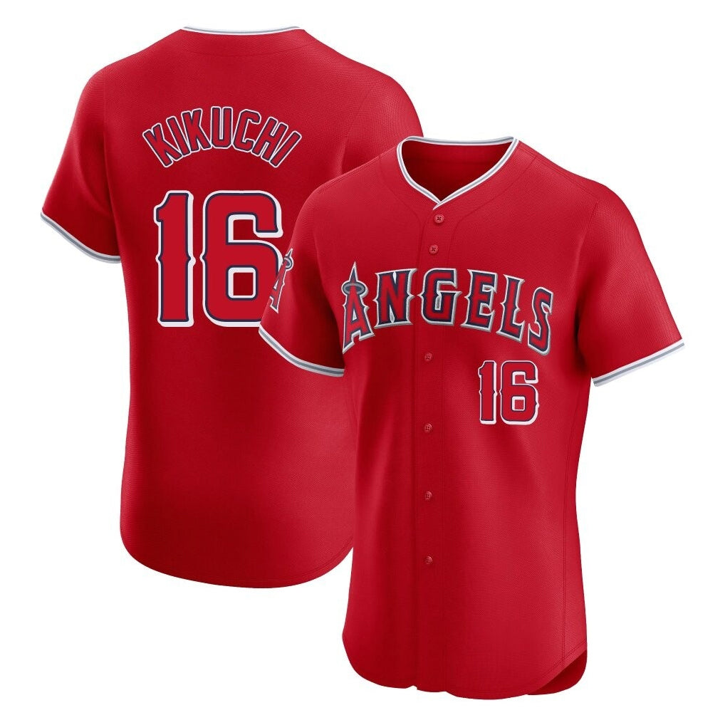 LA.Angels #16 Yusei Kikuchi Player Red Home Limited Elite Fdoa Stitched Jerseys
