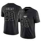 NY.Jets #99 T'Vondre Sweat Player Stealth Black Limited Reflective Home Game Gdoa Stitched Jerseys