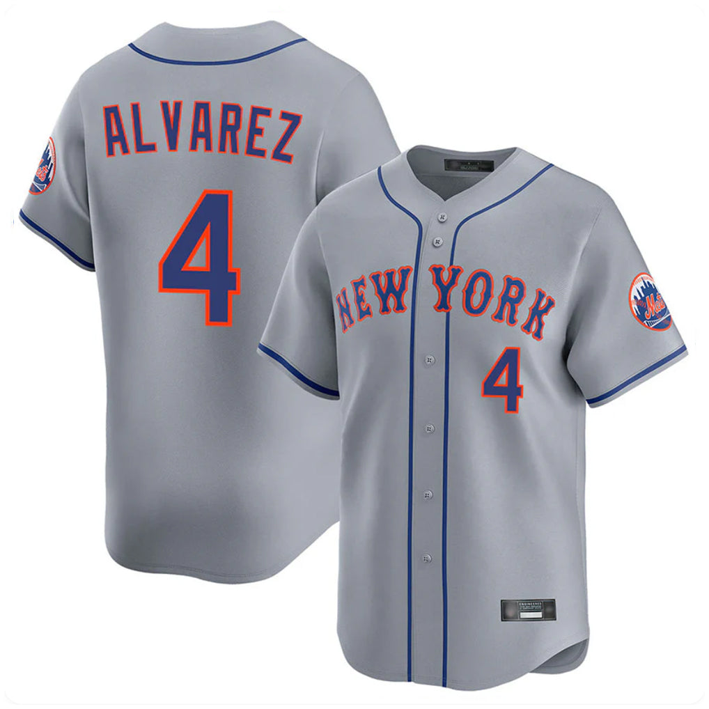 NY.Mets #4 Francisco Alvarez Player Gray Road Limited Home Fdoa Stitched Jerseys