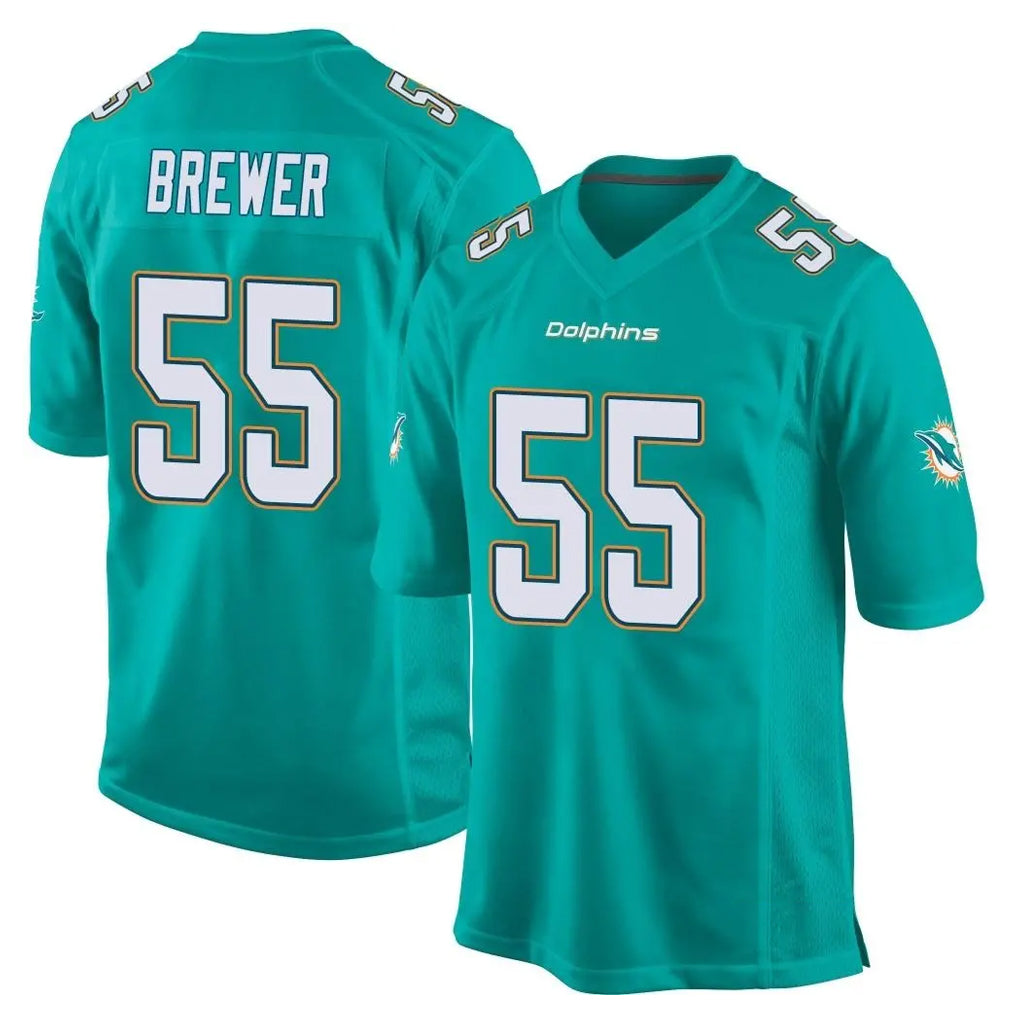M.Dolphins #55 Aaron Brewer Player Aqua Team Color Home Game Gdoa Stitched Jerseys