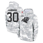C.Panthers #30 Chuba Hubbard Player Arctic Camo Salute to Service Pullover Hoodies Limited Game Gdoa Stitched Jerseys