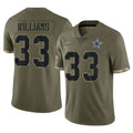 D.Cowboys #33 Javonte Williams Player Olive Salute to Service Limited Game Gdoa Stitched Jerseys