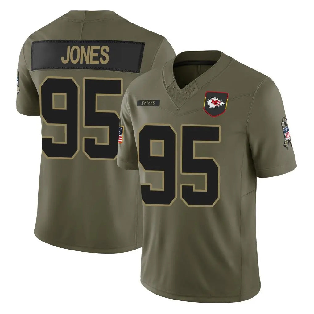 KC.Chiefs #95 Chris Jones Player Olive 2025 Salute To Service Limited Game Gdoa Stitched Jerseys