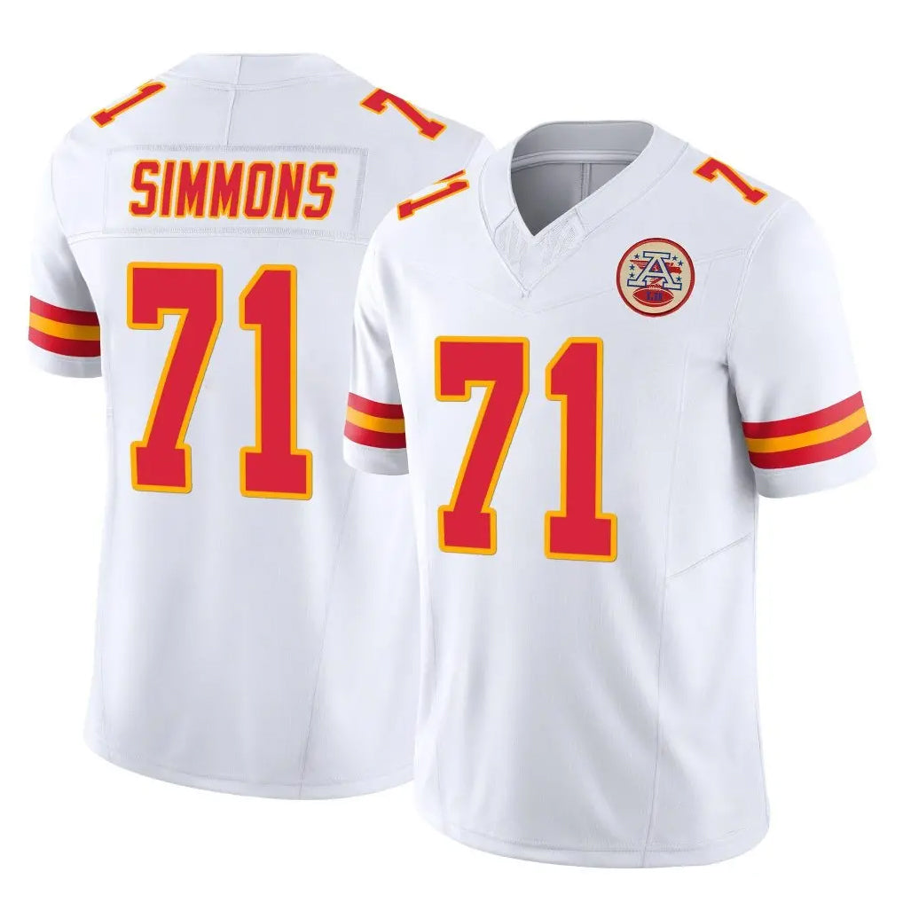 KC.Chiefs #71 Josh Simmons Player White Limited Vapor F.U.S.E. Home Game Gdoa Stitched Jerseys