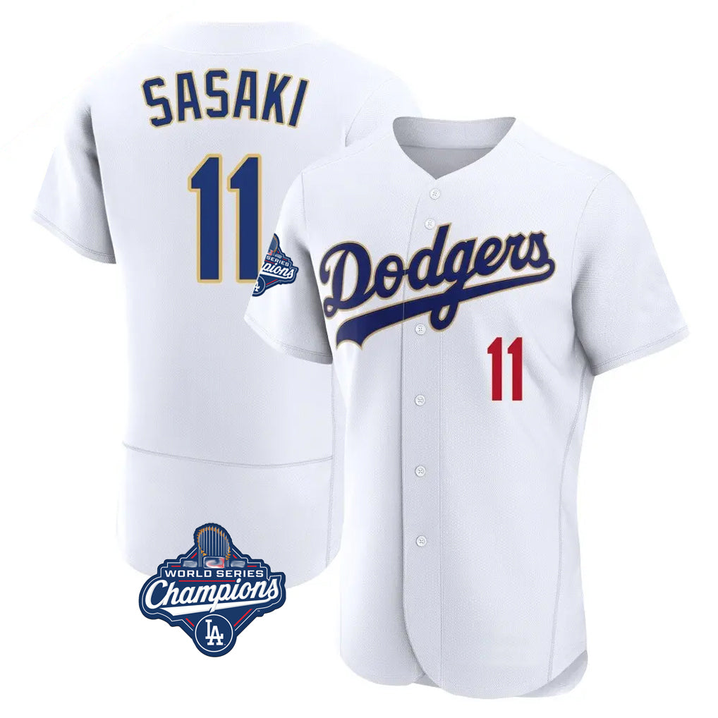 LA.Dodgers #11 Roki Sasaki Player Gold White World Series Meet 2026 Collection Stadium Limited Elite Fdoa Stitched Jerseys